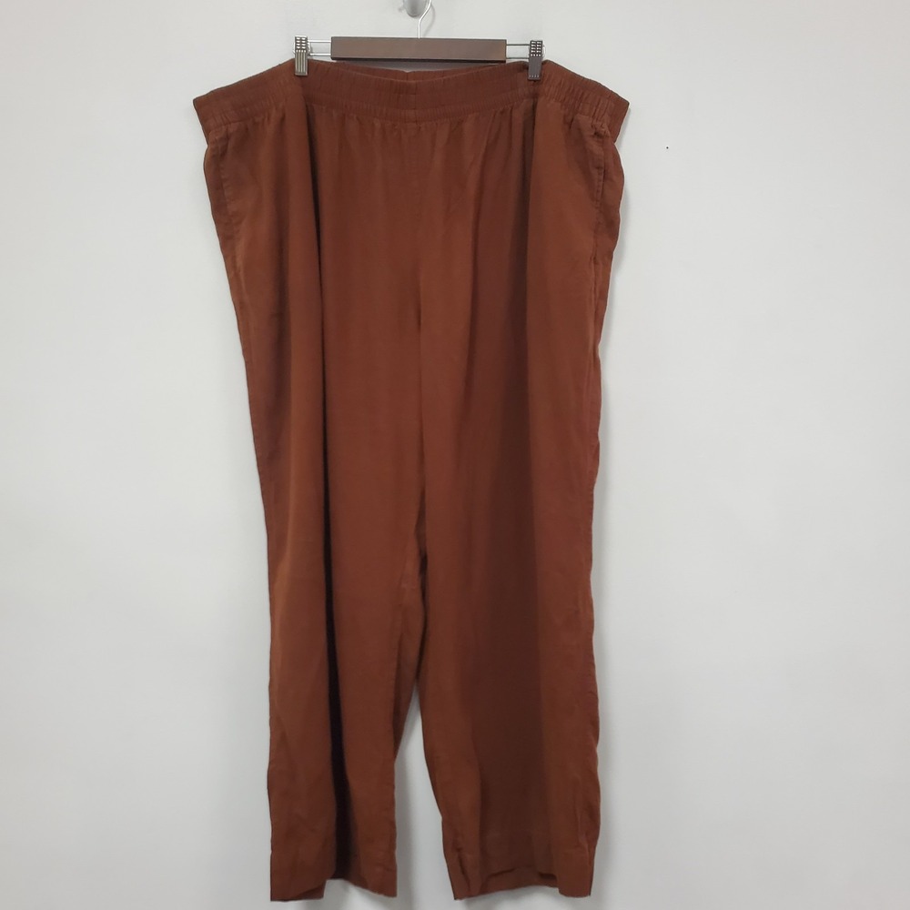 Old Navy High Rise Wide Leg Pants Size 3X Linen Blend Comfort Waistband Brown